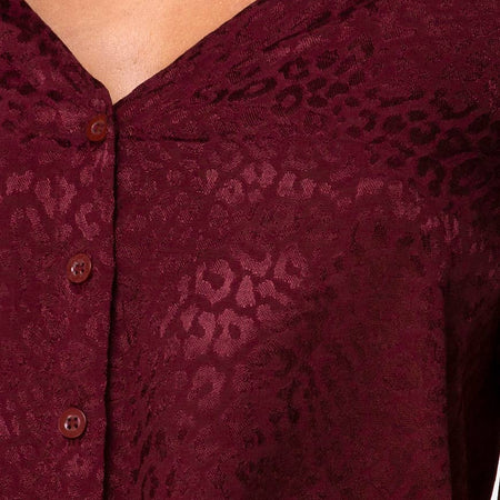 Parki Top in Satin Cheetah Burgundy