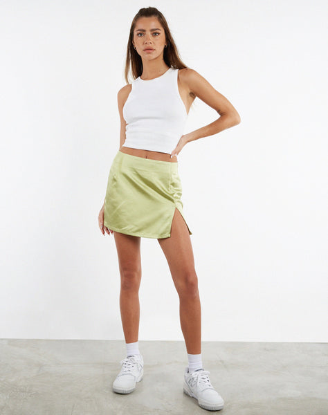 Image of MOTEL X JACQUIE Pelma Mini Skirt in Satin Nile Green