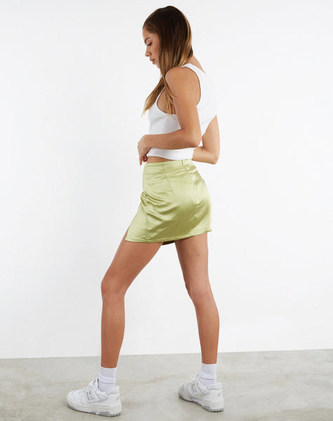 Image of MOTEL X JACQUIE Pelma Mini Skirt in Satin Nile Green