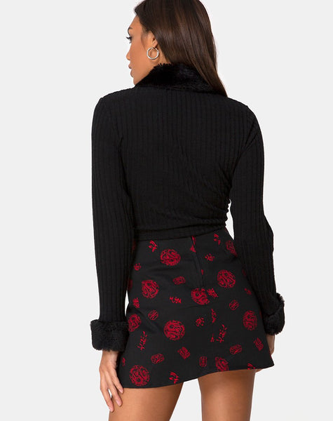 Image of Pelmet Skirt in China Town Black Red