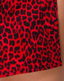 Pelmet Mini Skirt in Coloured Animal Red