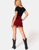 Pelmet Mini Skirt in Coloured Animal Red