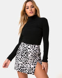 Pelmet Mini Skirt in Mono Animal Grey White