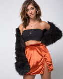 Pelmet Mini Skirt in Velvet Rust