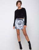 Pelmet Mini Skirt in Velvet Silver