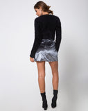 Pelmet Mini Skirt in Velvet Silver