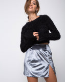 Pelmet Mini Skirt in Velvet Silver