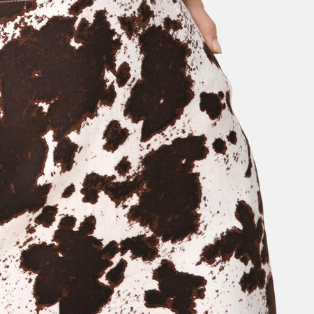 Pelmo Mini skirt in Cow Hide Brown and White