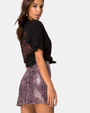 Pelmo Mini Skirt in Snake Mauve