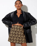 Image of Pelmo Mini Skirt in Patchwork Daisy Brown