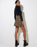 Image of Pelmo Mini Skirt in Patchwork Daisy Brown