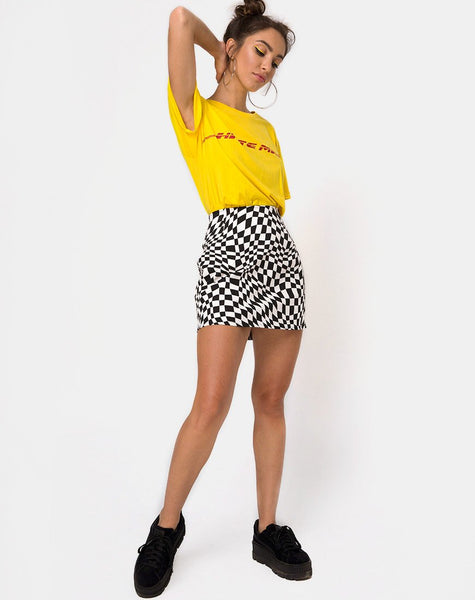 Pelmo Mini Skirt in Square Flag Black and White