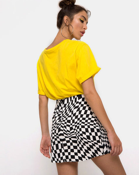 Pelmo Mini Skirt in Square Flag Black and White