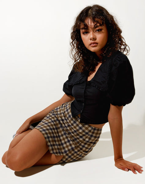 Image of Pelmy Mini Skirt in 40s Check Tan