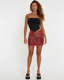 image of Penina Mini Skirt in Abstract Paisley Red