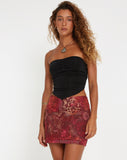 image of Penina Mini Skirt in Abstract Paisley Red