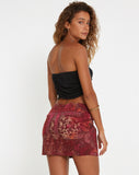 image of Penina Mini Skirt in Abstract Paisley Red