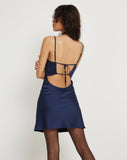 Image of Perdita Mini Dress in Satin Midnight Blue