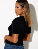 Image of Pevita Crop Top in Fluffy Knit Black