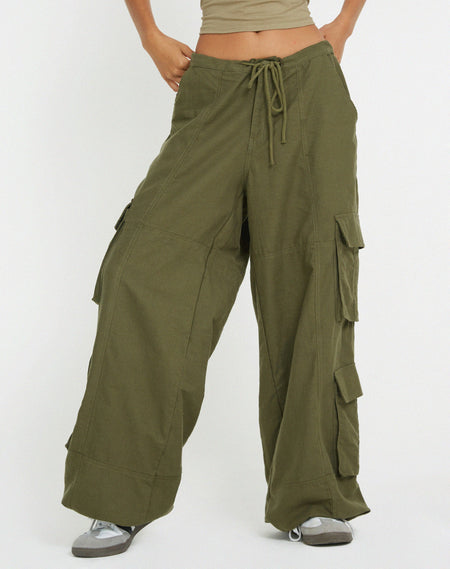 Shan Wide Leg Trouser in Dark Olive