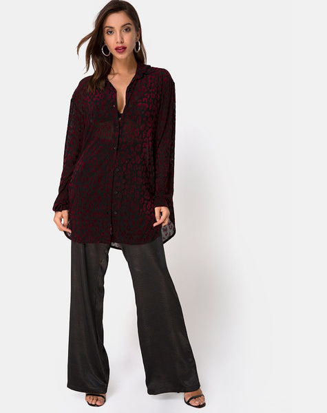 Phobe Shirt in Red Leopard Flock Net