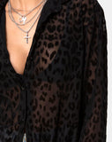 Phobe Shirt in Leopard Flock Net Black