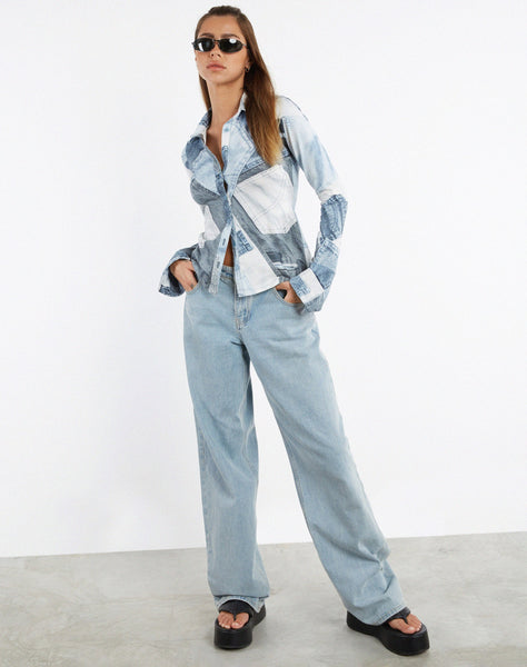 image of MOTEL X JACQUIE Phole Top in Denim Pocket