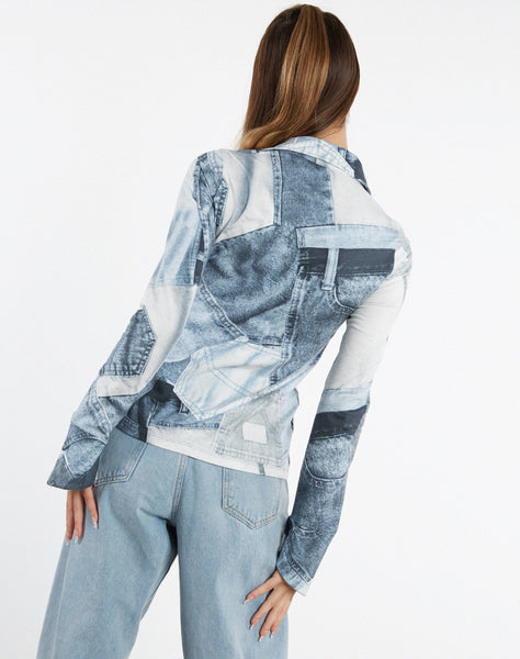 image of MOTEL X JACQUIE Phole Top in Denim Pocket