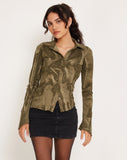 Image of Phole Button Up Shirt in Dystopian Crease Khaki