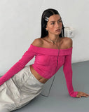 image of MOTEL X JACQUIE Nasari Bardot Crop Top in Magenta