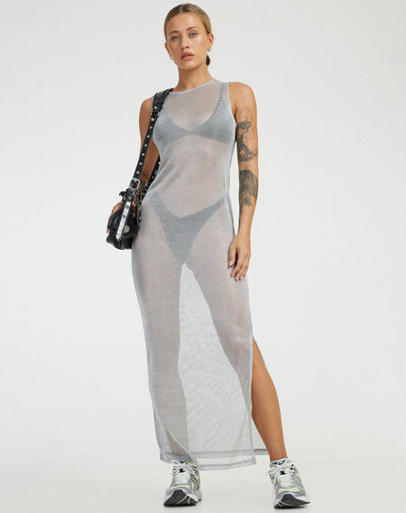 Urban X Motel Lativa Midi Dress in Silver