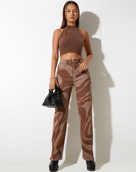 Image of MOTEL X IRIS Pikat Crop Top in Knit Brown