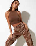 Image of MOTEL X IRIS Pikat Crop Top in Knit Brown