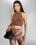 Image of MOTEL X IRIS Pikat Crop Top in Knit Brown