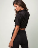 Pilar Blouse in Satin Black