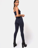 Pin Pants in Navy Pinstriped