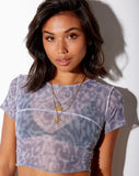 Pindy Crop Top in Liquid Leopard Grey