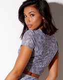 Pindy Crop Top in Liquid Leopard Grey