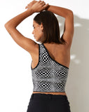 Image of Pipon Crop Top in Optic Monochrome Square Black and White