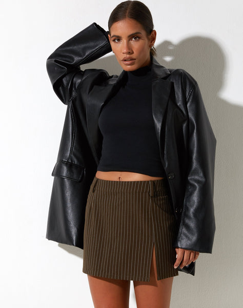 image of image of Pita Mini Skirt in Pinstripe Brown