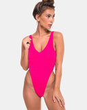 Pollie Swimsuit in 80's Crinkle Pink Highlighter