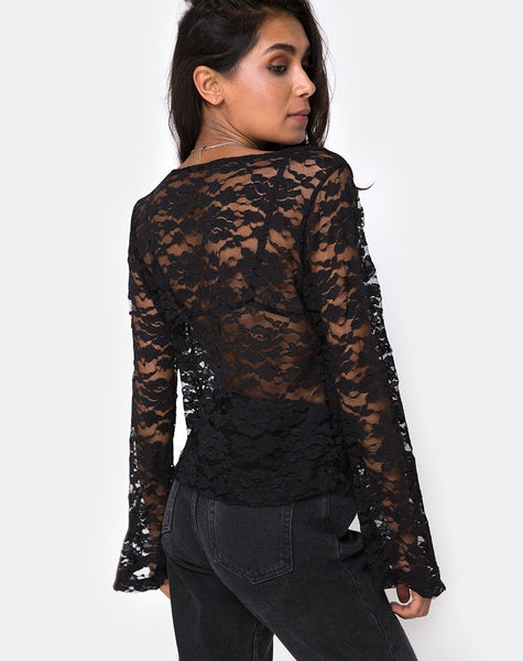 Porque Top in Lace Black