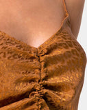 Praha Top in Gold Satin Cheetah