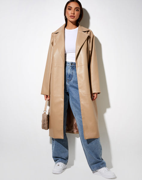 Duster Coat in PU Tan