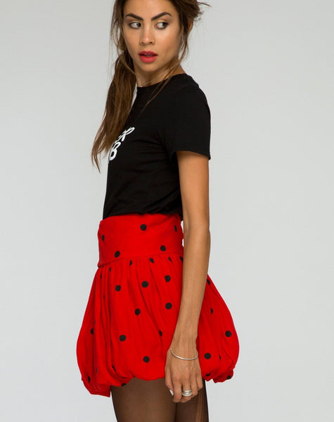 Puff Ball Skirt in Polkadot Red and Black