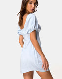 Purla Mini Dress in Satin Powder Blue