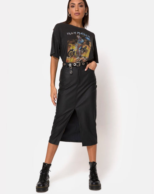 Pyra Midi Skirt in PU Black