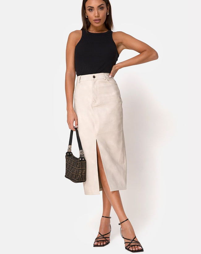 Pyra Midi Skirt in PU Stone