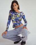 IMAGE OF Lastri Top in Abstract Watercolour Blue