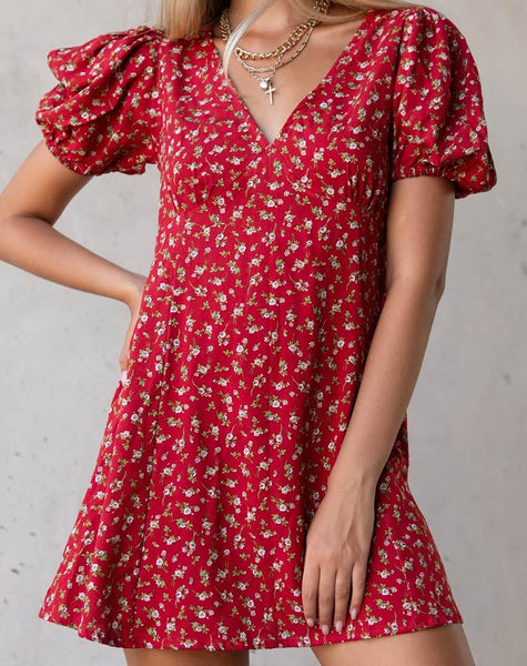 Elfira Dress in Falling for You Floral Red